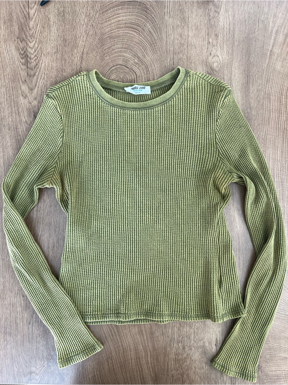 Olive Green Waffle Knit Long Sleeve